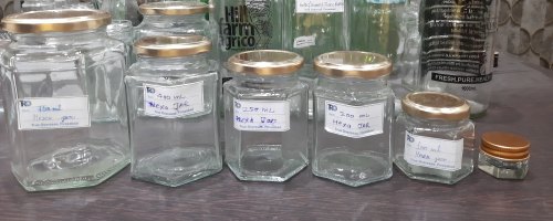 TRO Octagonal Glass Transparent Jar, for Packaging, Size : Standard