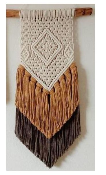 Polished KT-WH-108 Macrame Wall Hanging, for Decoration, Pattern : Plain