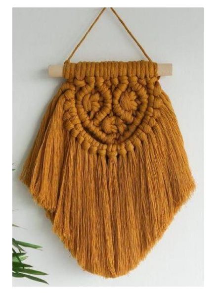 Jute Polished KT-WH-110 Macrame Wall Hanging, for Decoration, Pattern : Plain