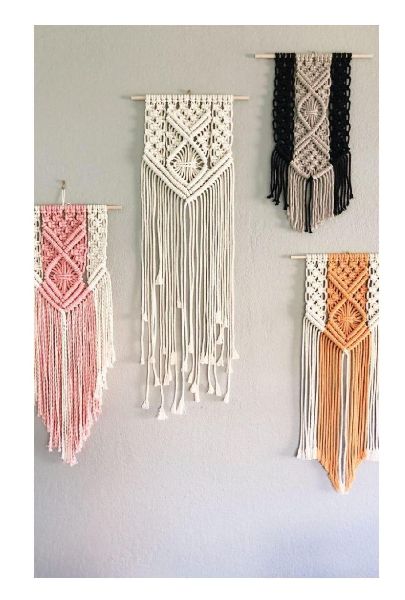 Polished KT-WH-111 Macrame Wall Hanging, for Decoration, Pattern : Plain
