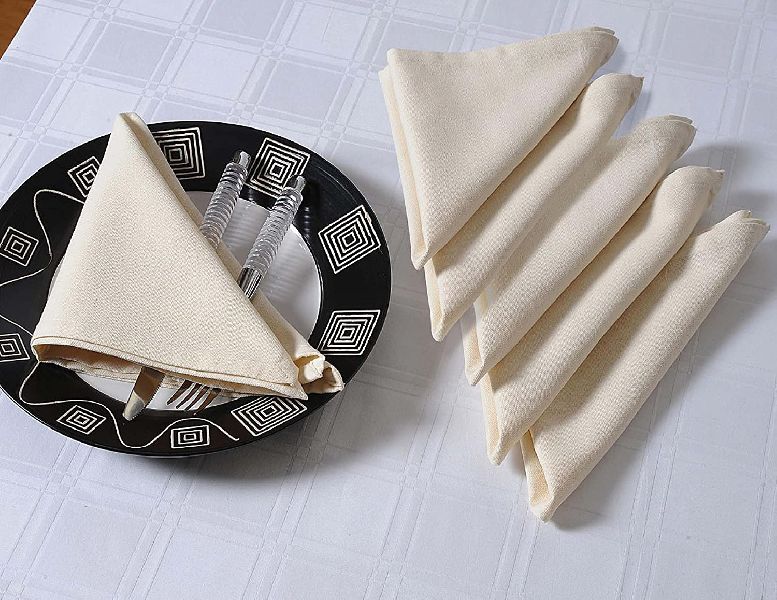 Square Cotton Table Napkins, for Home, Hotel, Pattern : Plain