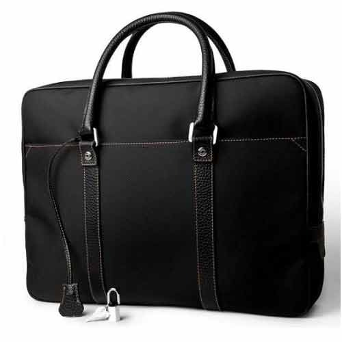 Plain Designer Leather Laptop Bags, Color : Black