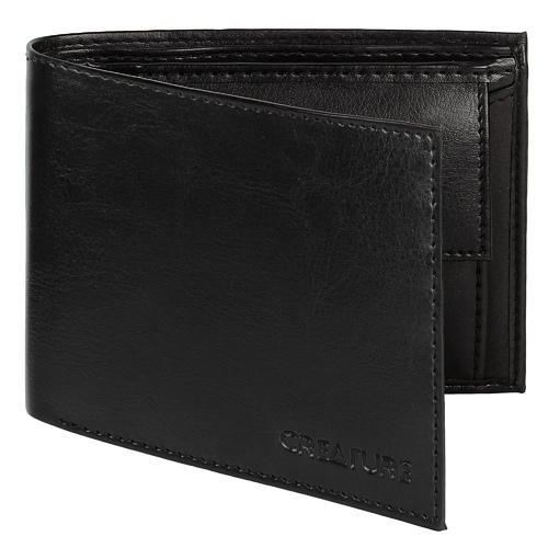 Black Leather Wallet, for Keeping, ID Proof, Gifting, Credit Card, Cash, Personal Use, Technics : Machine Made