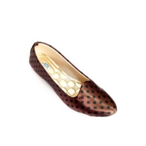 JAL Shoes Leather Ladies Brown Printed Ballerinas, Technics : Machine Made