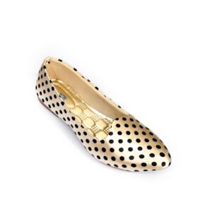 JAL Shoes Leather Ladies Golden Printed Ballerinas, Technics : Machine Made