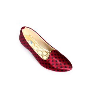 JAL Shoes Leather Ladies Maroon Printed Ballerinas, Technics : Machine Made