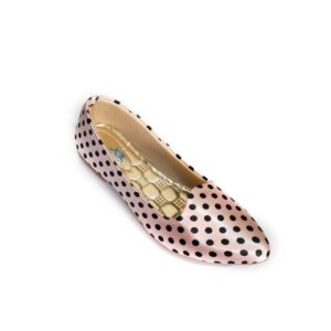 JAL Shoes Leather Ladies Peach Printed Ballerinas, Technics : Machine Made