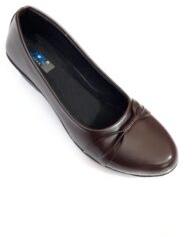 JAL Shoes Leather Ladies Plain Brown Ballerinas, for Formal Wear