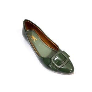 JAL Shoes Leather Ladies Plain Green Ballerinas, Technics : Machine Made