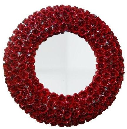 Sent Gobind Glass the scarlet roses mirror, Frame Material : Iron
