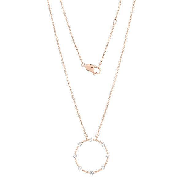 Rose Gold Circle Diamond Pendant with Chain
