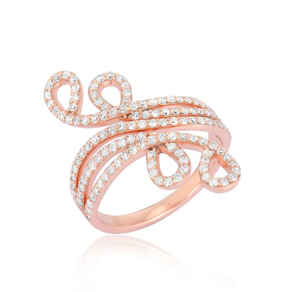 Rose Gold Classic Diamond Ring, Size : 5 to 2mm