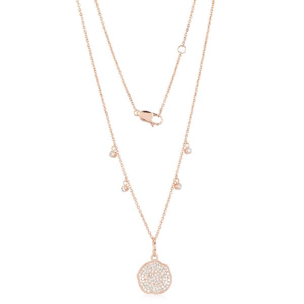 Rose Gold Disc with Charms Diamond necklace