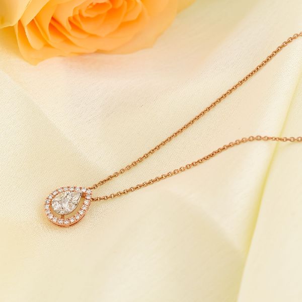 Rose Gold Drop Diamond Necklace