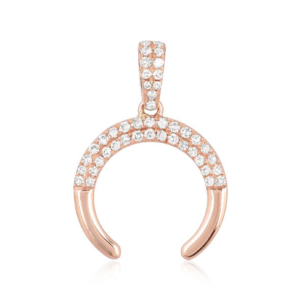 Rose Gold Half Moon Diamond Pendant, for Jewellery Use