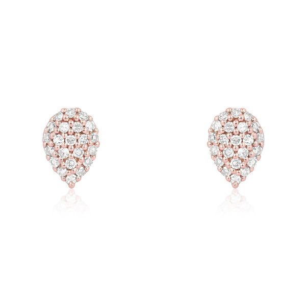 Rose Gold Pave Diamond Pear Stud