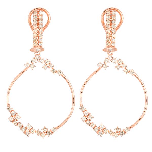 Rose Gold Sprinkling Diamond Dangle Earring