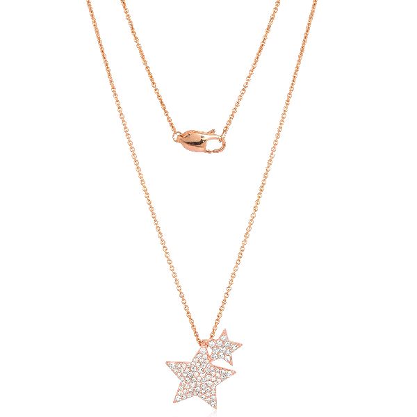 Rose Gold Star Diamond Pendant with Chain