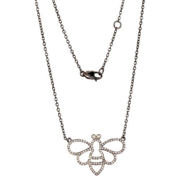 Sterling Silver Butterfly Diamond Pendant With Chains