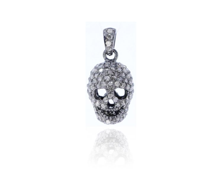 Sterling Silver Diamond 2 Face Skull Pendant