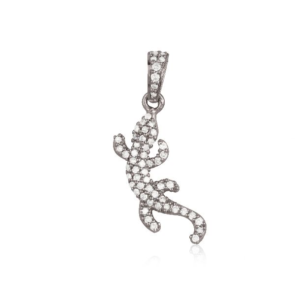 Sterling Silver Diamond Lizard Pendant