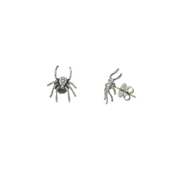 Sterling Silver Diamond Spider Ear Studs