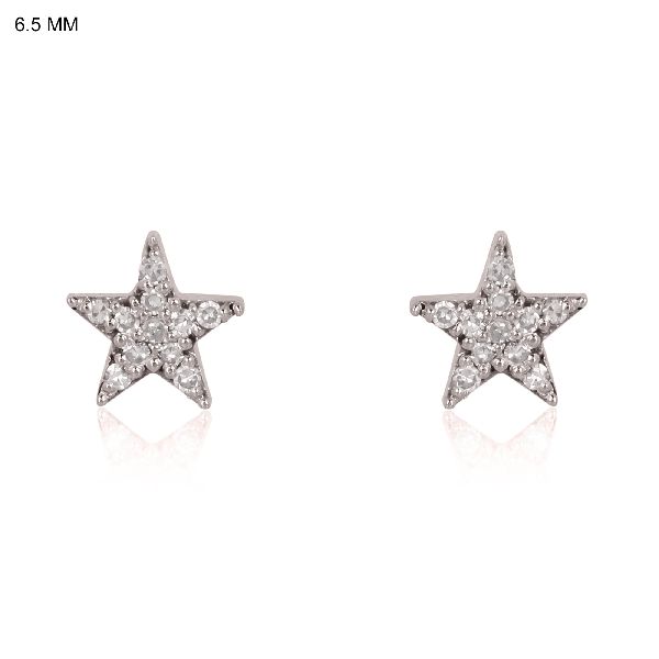 Sterling Silver Diamond Star Studs