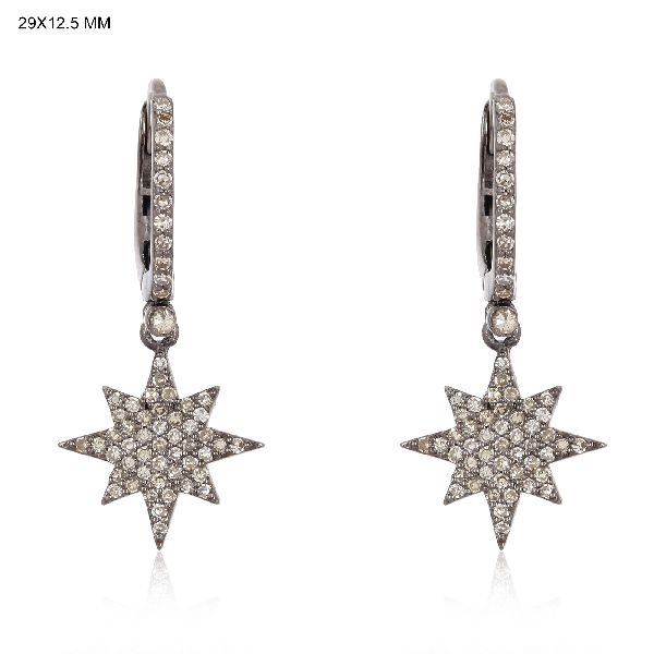 Sterling Silver Diamond Tri Star Climber Earrings