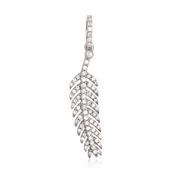 Sterling Silver Leaf Diamond Pendant