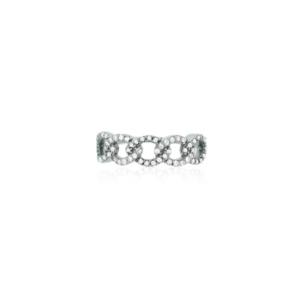 Sterling Silver Link Diamond Ring