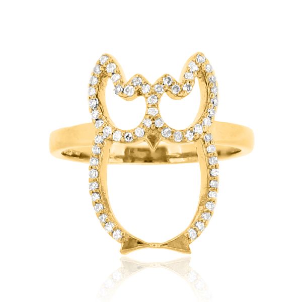 Sterling Silver Owl Diamond Ring, Size : 5 to 20mm