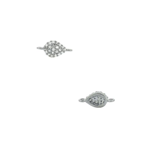 Sterling Silver Pear Shape Diamond Connector
