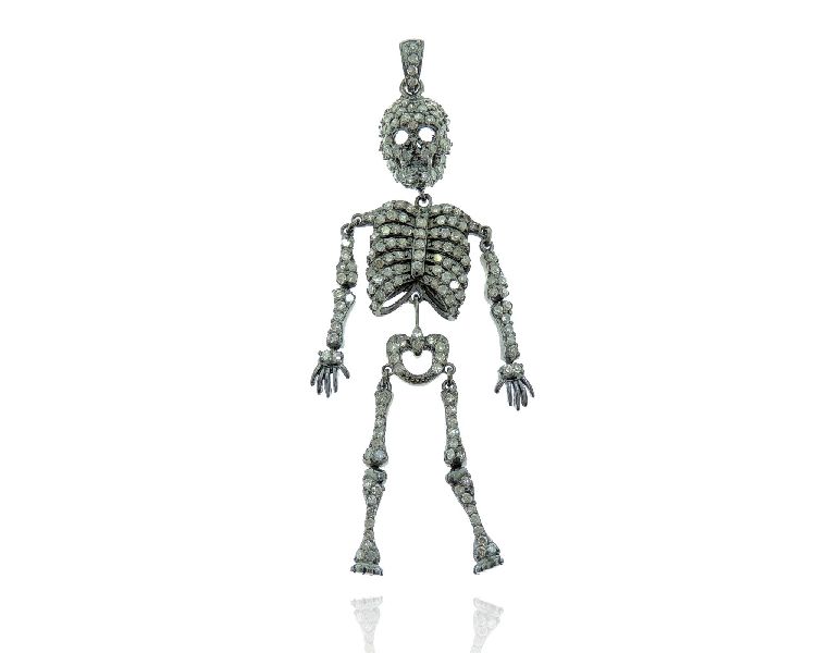 Sterling Silver Skeleton Diamond Pendant
