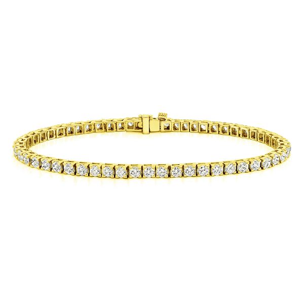 Yellow Gold 2.20 Cts Four Prong Diamond Tennis Bracelet
