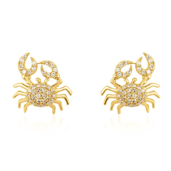 Yellow Gold Diamond Crab Studs