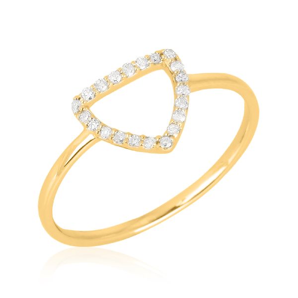 Yellow Gold Diamond Single line Trillion Ring