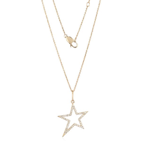 Yellow Gold Diamond Star Pendant With Chain