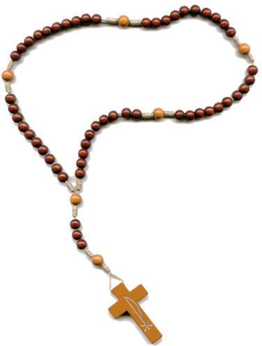 Nikhil Vatika Round Catholic Rosary Necklace, Color : Brown