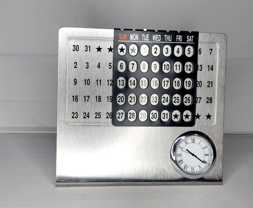 Desktop Calendar Stand With Clock