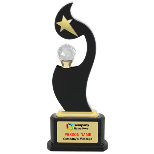 Acrylic Polished Engraved Trophy, for College, Office, School, Color : Golden