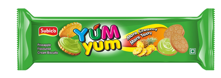 Pineapple Yum Yum Cream Biscuits, Packaging Type : Plastic Wrapper
