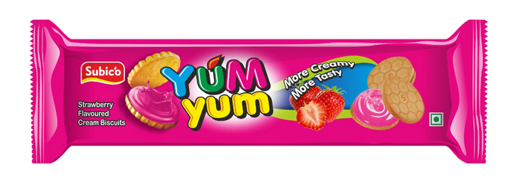 Strawberry Yum Yum Cream Biscuits, Certification : FSSAI