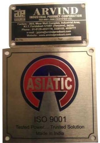 Coated Stainless Steel Name Plate