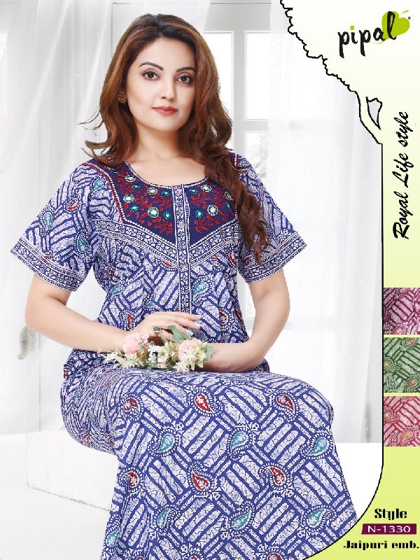 Embroidered Cotton Ladies Stylish Nighty at Rs 250/piece in Jaipur