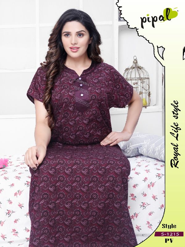 Pipal Cotton Ladies Printed Nighty, Size : Free size