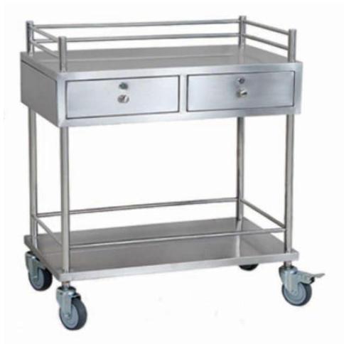 STAINLESS STEEL. MEDICINE TROLLEY, Size : 48X18X24