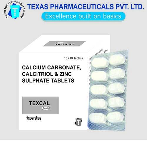 Calcium Carbonate, Calcitriol And Zinc sulphate Tablets