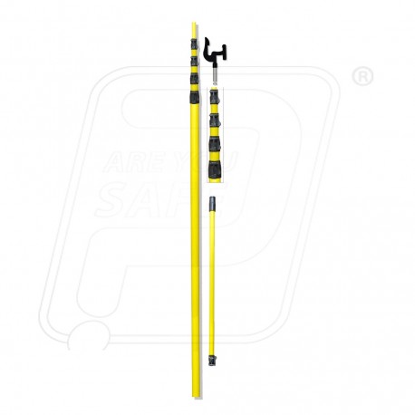 TELESCOPIC POLE WITH ALUMINIUM HOOK, Color : Yellow, Black