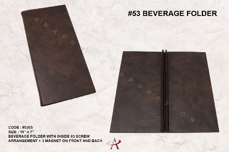 Leatherette Beverage Menu Folder, Packaging Type : Per Piece In Polybag