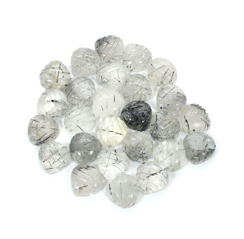 Heart Black Rutile Quartz Semi Precious Stone, Size : 14x14mm